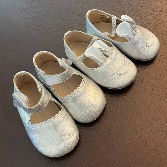 🐰Easter shoes!🐰 Elephantito Leather Silver Bunny Mary Janes 3 - Picture 4 of 6